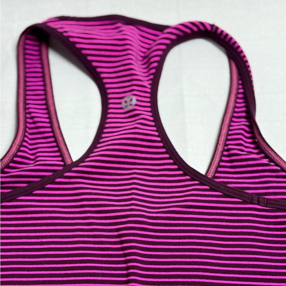 Lululemon Cool Racerback Hyper Stripe Raspberry Glo Light Plum Women’s Sz:6 - Picture 3 of 5